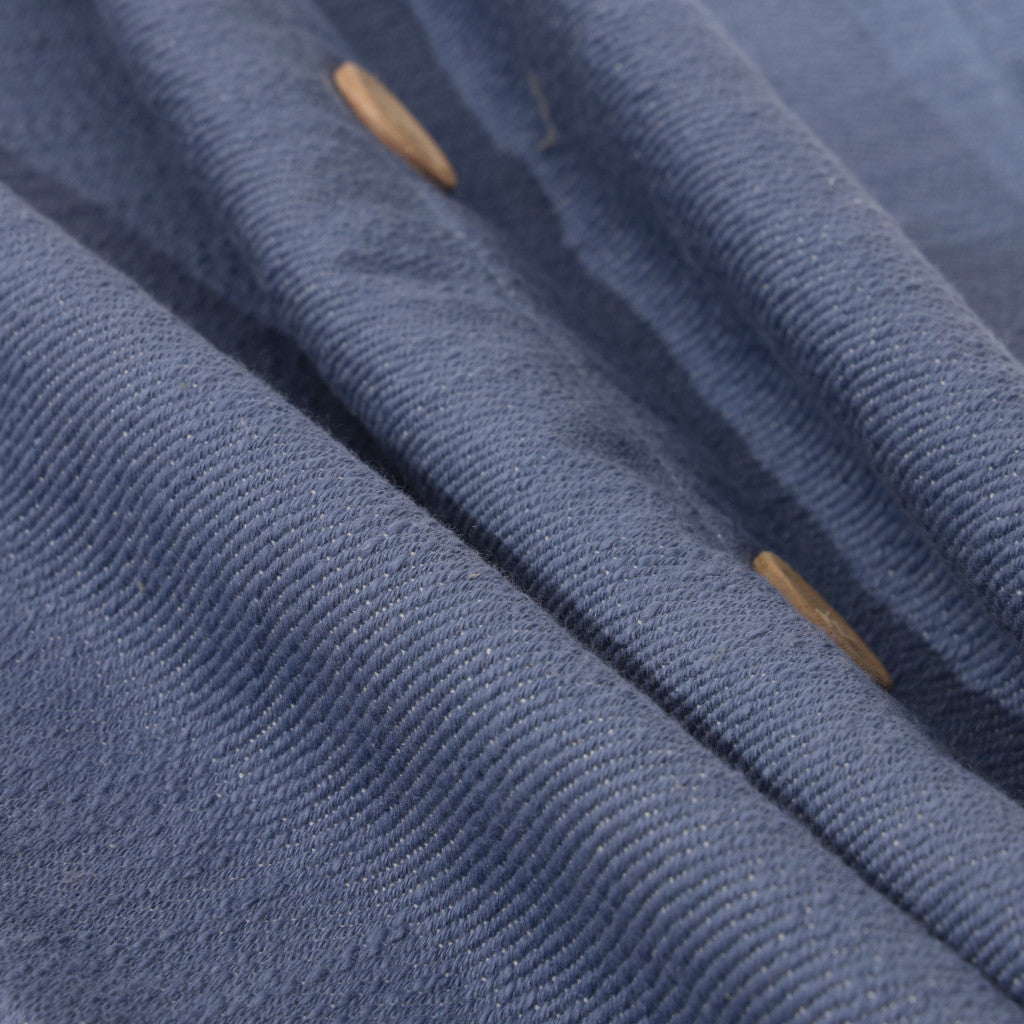 20" Blue Cotton Throw Pillow With Buttons