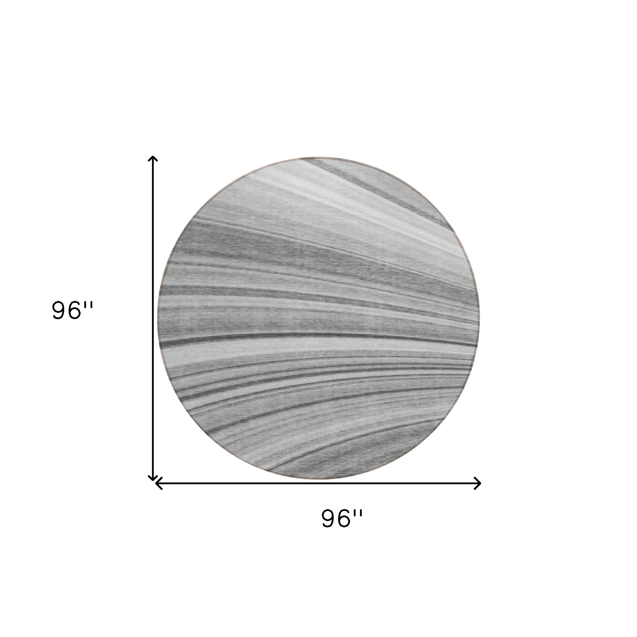 8' Gray Silver And Ivory Round Abstract Washable Indoor Outdoor Area Rug