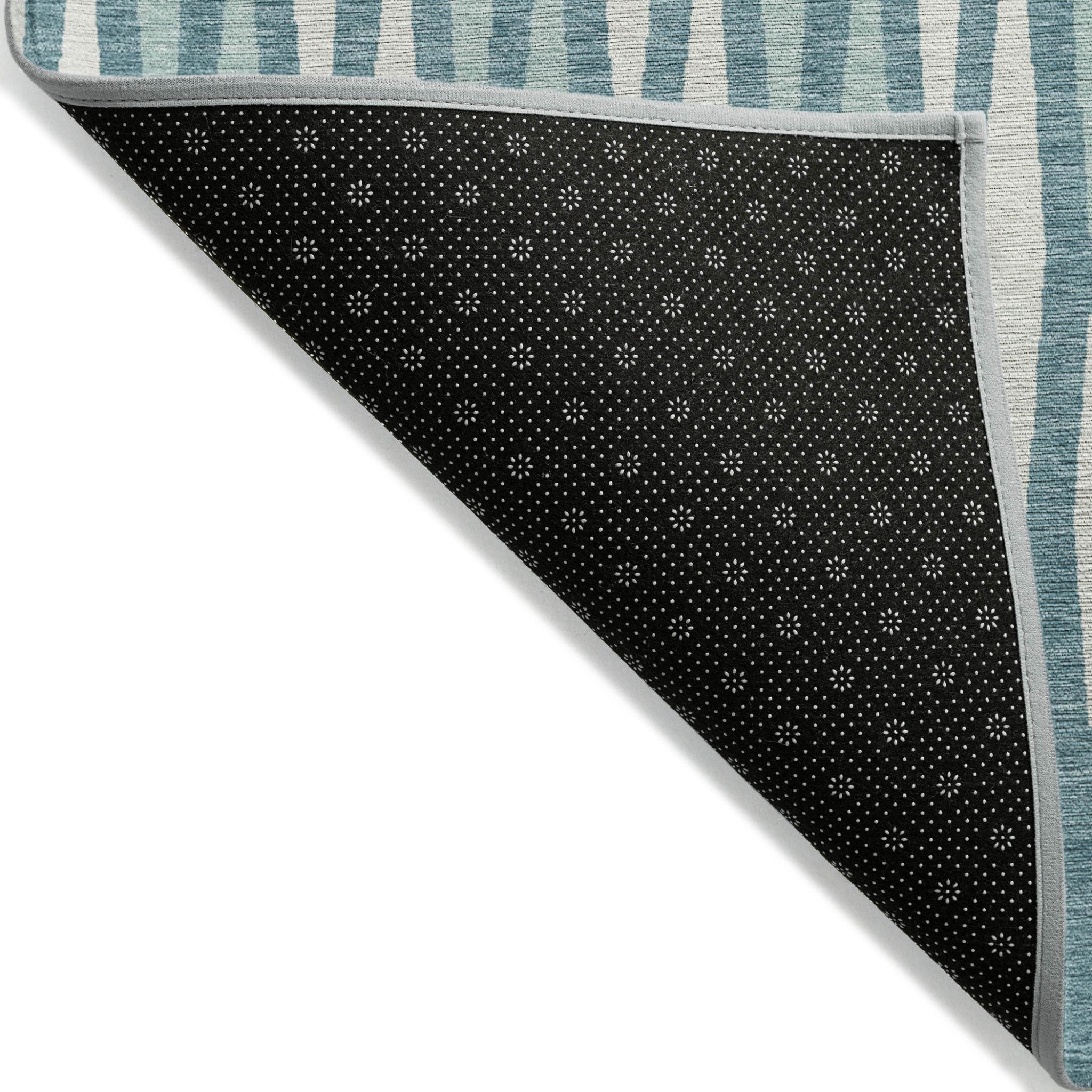 10' X 14' Teal Blue And Ivory Geometric Washable Indoor Outdoor Area Rug