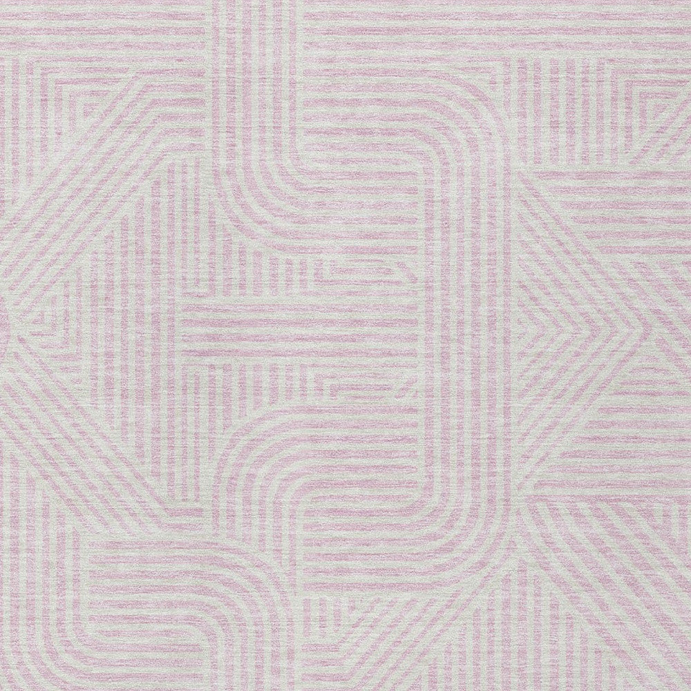 5' X 8' Pink And Ivory Abstract Washable Indoor Outdoor Area Rug
