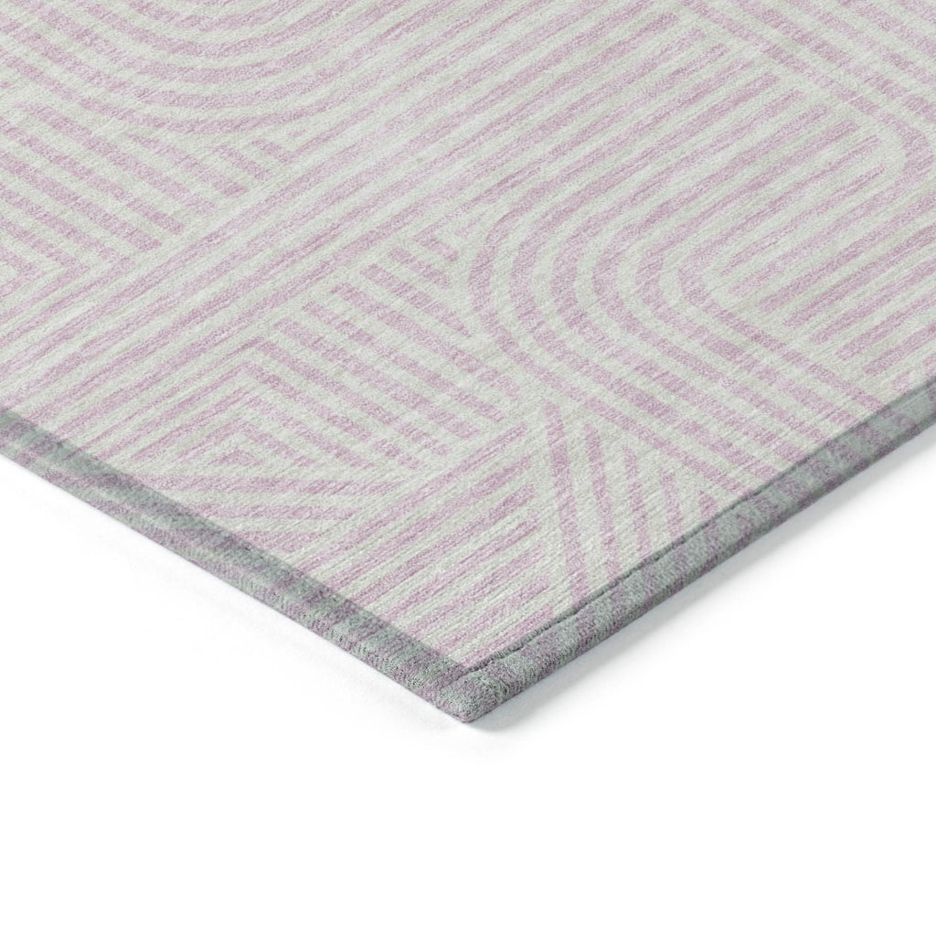 5' X 8' Pink And Ivory Abstract Washable Indoor Outdoor Area Rug