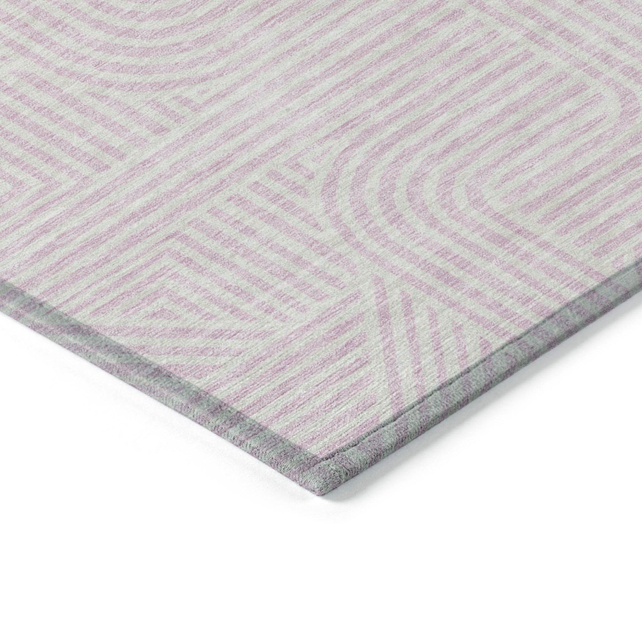 5' X 8' Pink And Ivory Abstract Washable Indoor Outdoor Area Rug