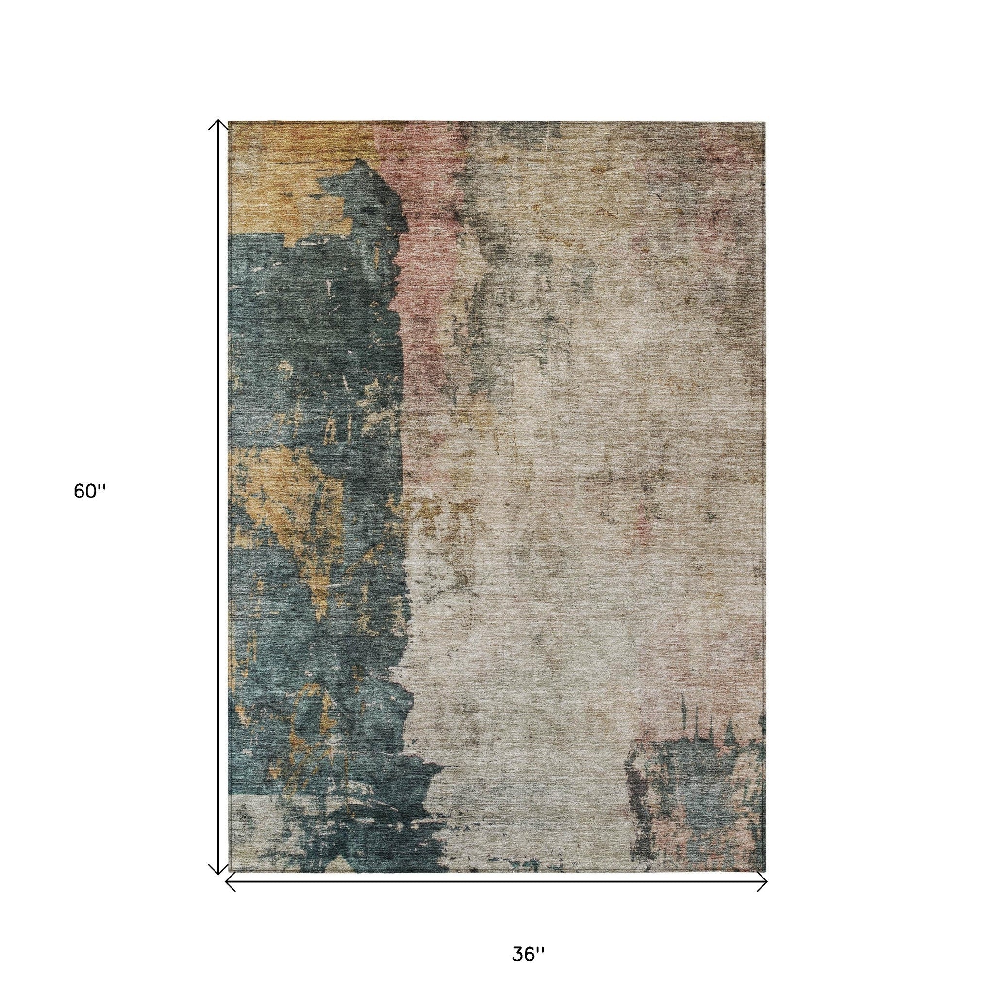 3' X 5' Taupe Blue And Lavender Abstract Washable Indoor Outdoor Area Rug