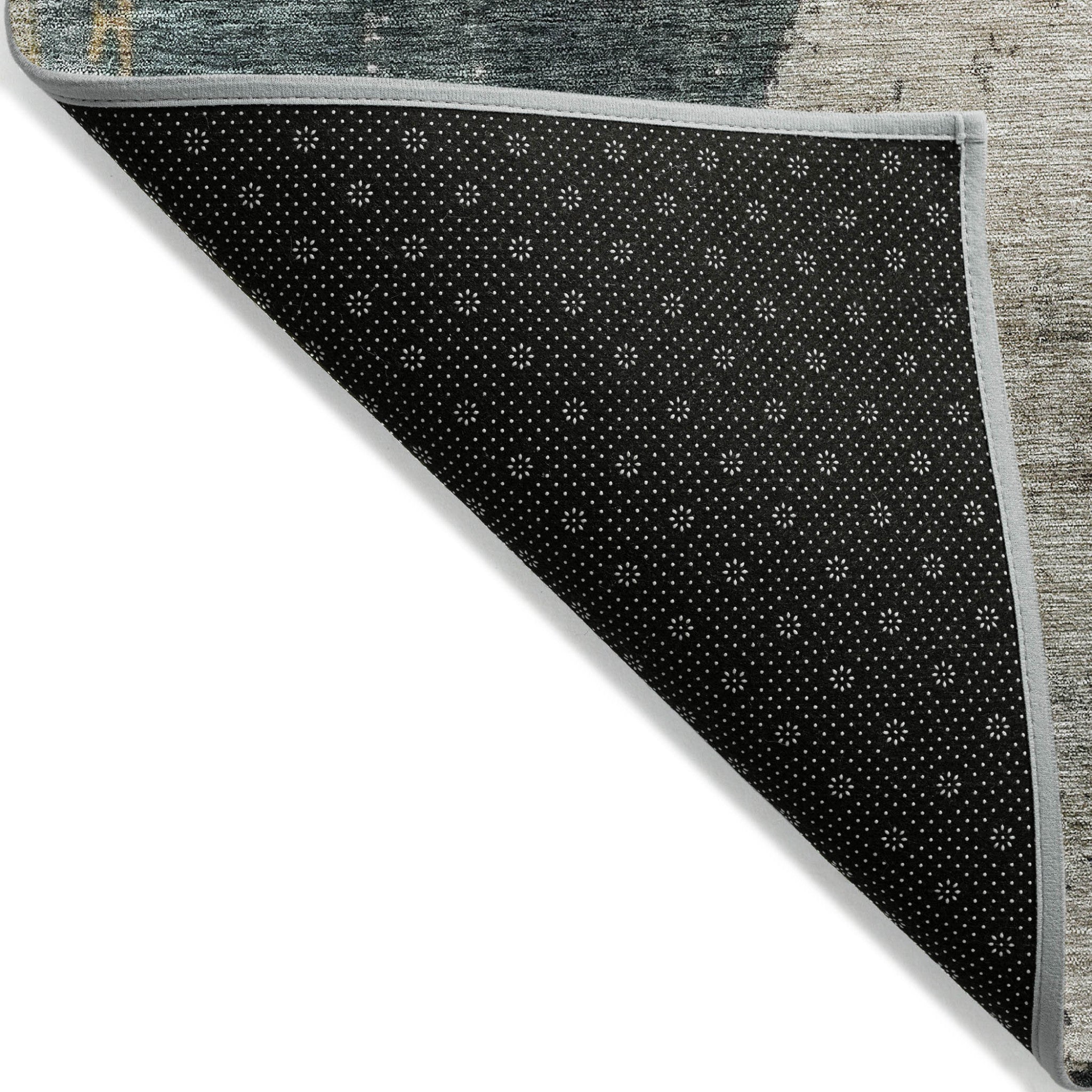 3' X 5' Taupe Blue And Lavender Abstract Washable Indoor Outdoor Area Rug