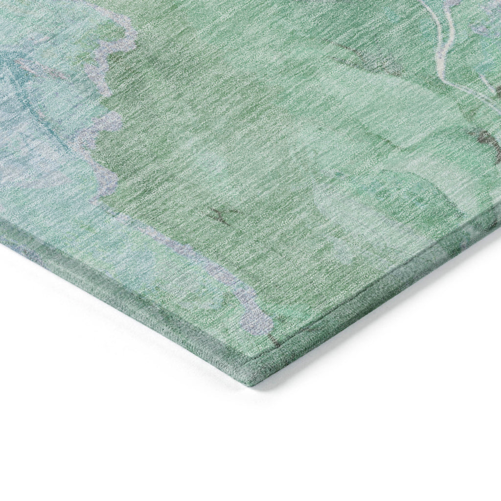 8' X 10' Pale Aqua And Mint Green Abstract Washable Indoor Outdoor Area Rug
