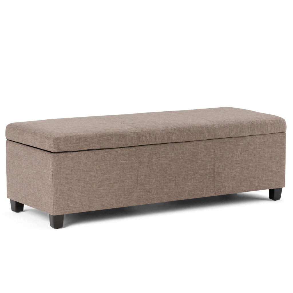 48" Dark Brown and Fawn Upholstery Storage Ottoman