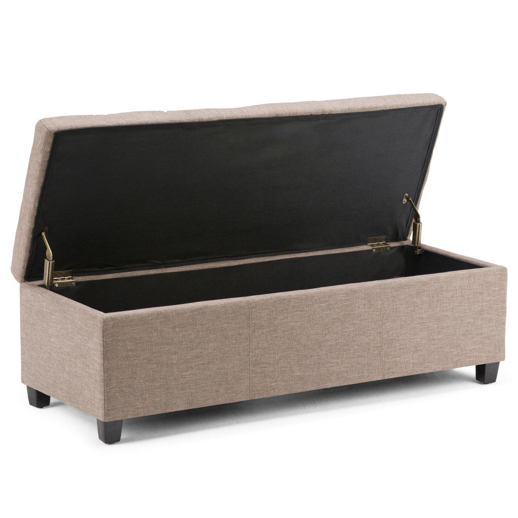 48" Dark Brown and Fawn Upholstery Storage Ottoman