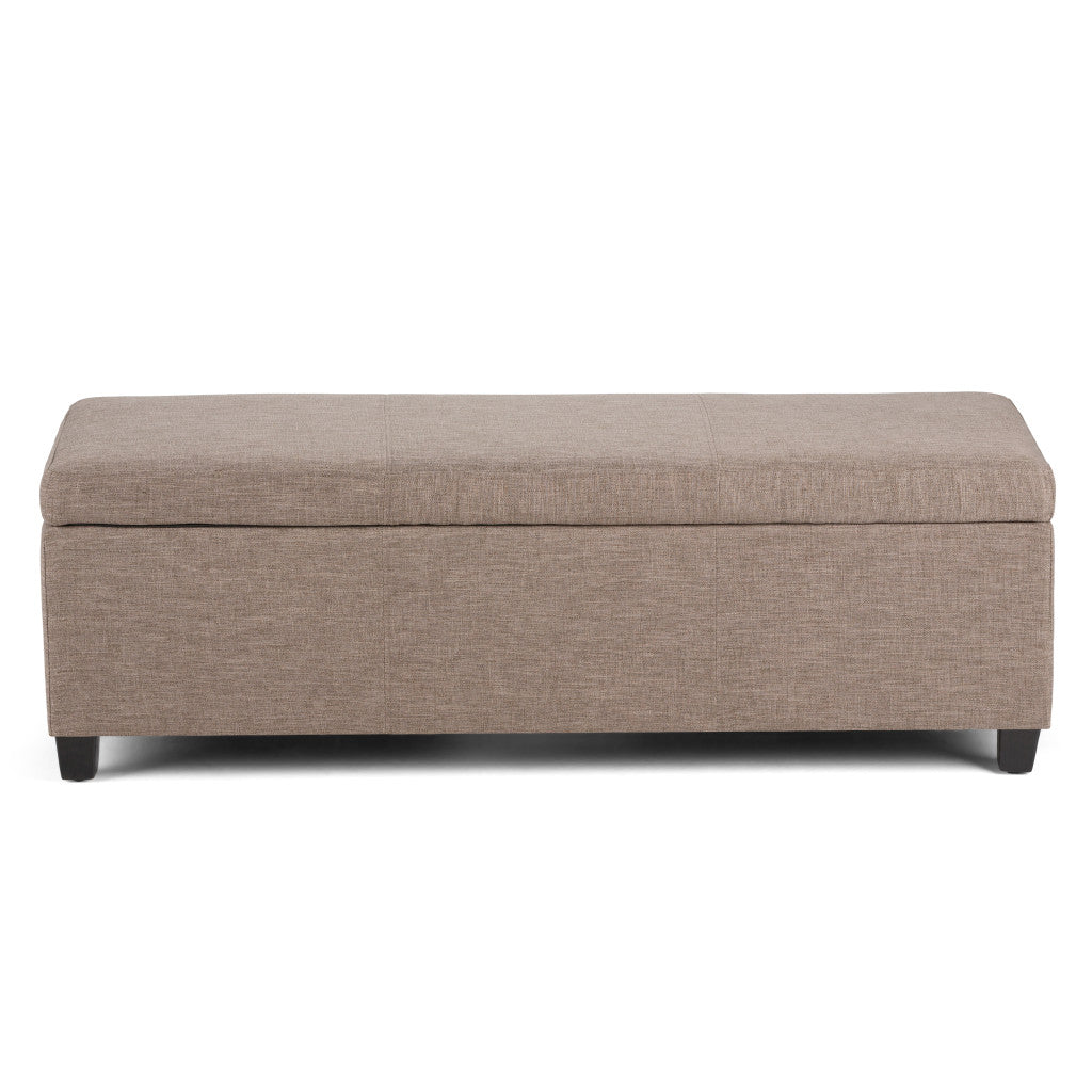 48" Dark Brown and Fawn Upholstery Storage Ottoman