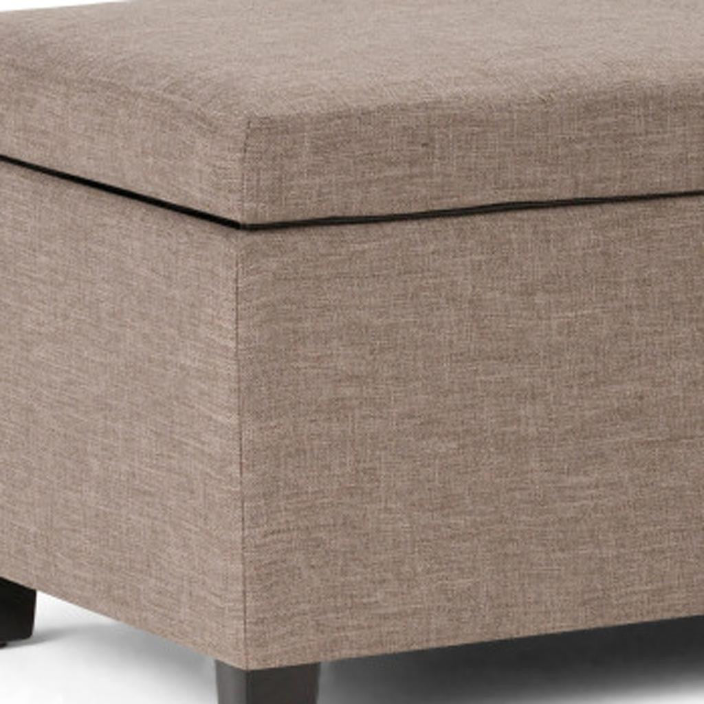 48" Dark Brown and Fawn Upholstery Storage Ottoman