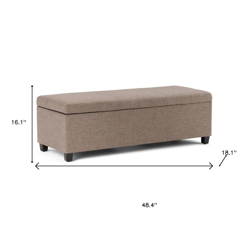 48" Dark Brown and Fawn Upholstery Storage Ottoman
